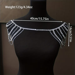 Boho Rhinestone Shoulder Chain Crystal Tassel Body Chain Jewelry