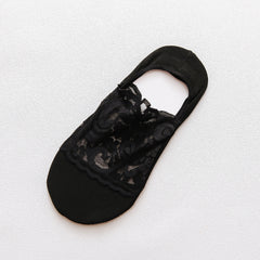 5prs Women's Lace Floral Boat Hidden Socks