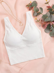 Ribbed Tank Top V Neck Backless Cami Sexy Lingerie Underwear