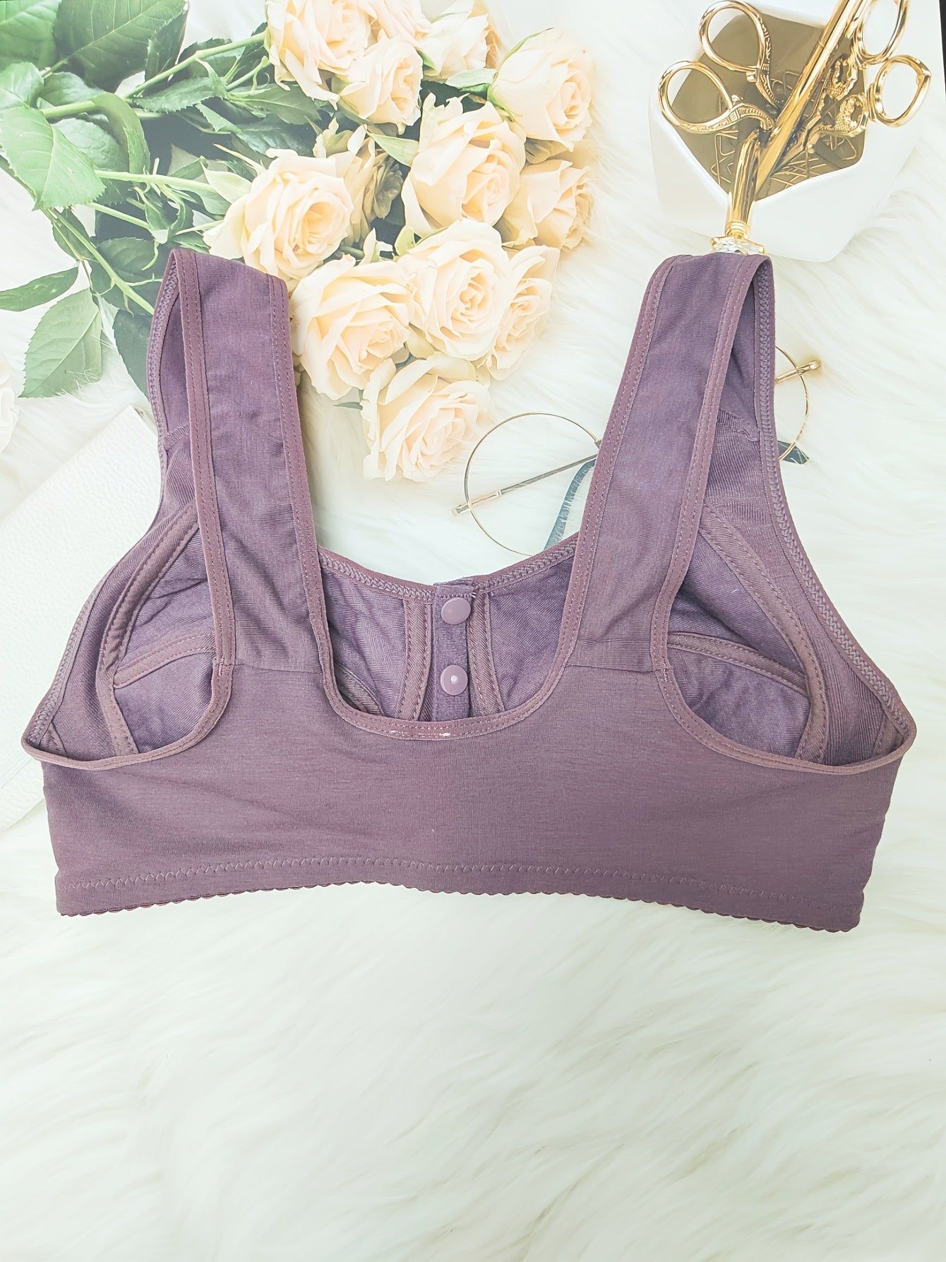 Floral Print Front Buckle Bra Wireless