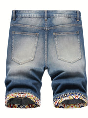 Men's Ripped Denim Shorts - Casual Street Style Distressed Denim Shorts