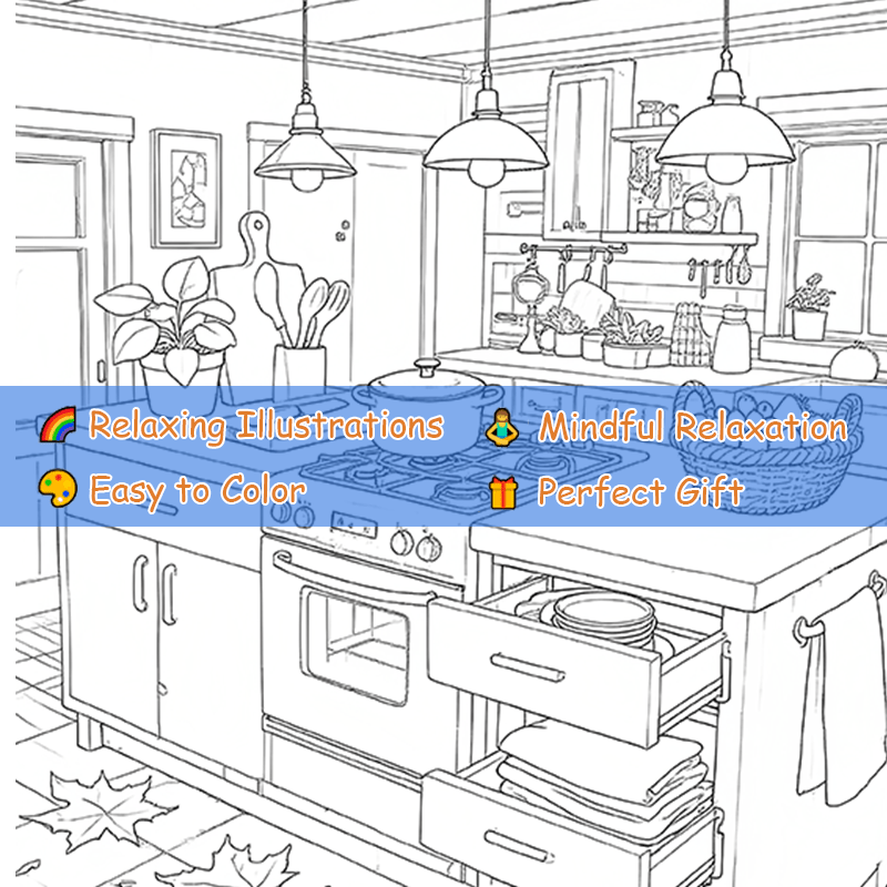 Cozy Corner Adult Coloring Book - 22 Thickened Pages - 20x20 cm - Deluxe Edition