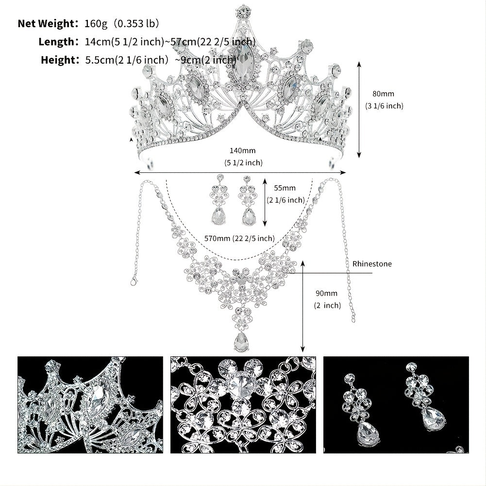 3PCS Wedding Dress Dinner Accessories Bridal Jewelry Set