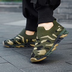 Boy's Camo Slip On Sock Shoes Breathable Non Slip Sneakers