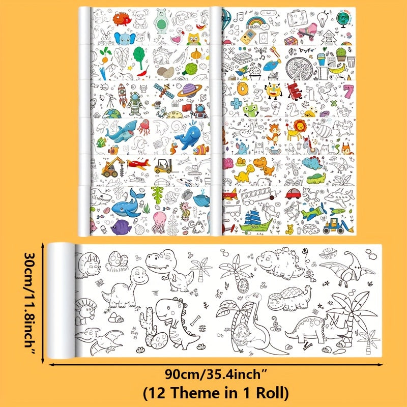 12pcs Colored Paper Tablecloth 30 DIY Scroll Stickers For Kids Birthday