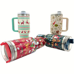 Christmas Printed Vacuum Flask 40oz Insulated Water Bottle Leakproof Tumbler