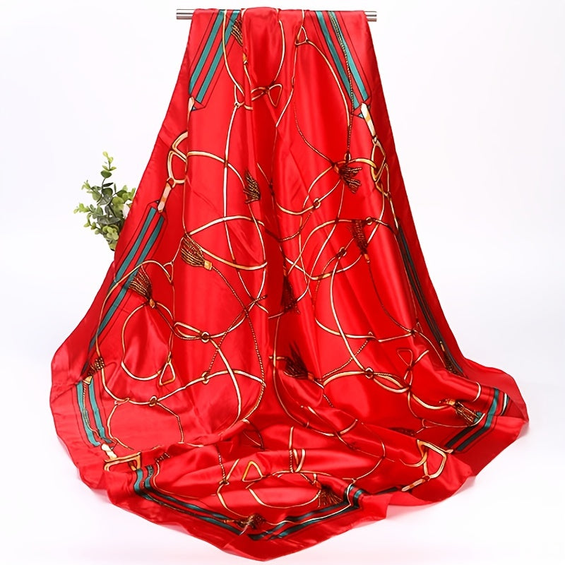 Large Square Satin Neck Scarf Lightweight Silk Scarf