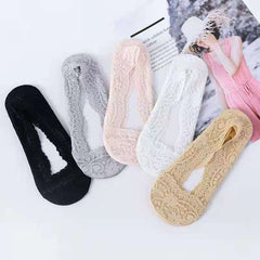 5 Pairs Women's Lace Floral Boat Socks