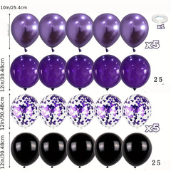 61pc Purple Balloon Set - 30 Confetti Balloons, 25 Metallic Balloons, Ribbon