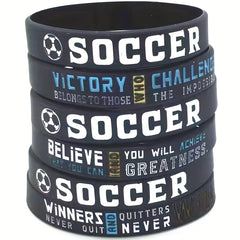 Soccer Football Believe You Can Victory Rubber Bracelet Wristband