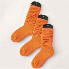 3 Pairs Slouch Crew Socks Cozy & Breathable Street Socks Women's Stockings