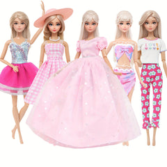 5pc 11.5in Girl Doll Clothes Set: Princess Dresses, Skirts, Outfits, Swimsuits