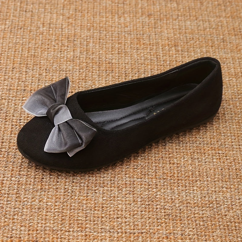 Women's Bowknot Flat Shoes Slip On Soft Sole Shoes Dress Ballet Flats