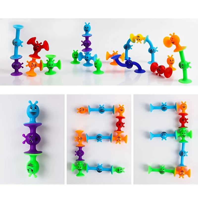 25pcs Silicone Suction Toys for Kids - Vibrant Colors Sensory Building Blocks