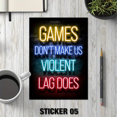 Modern Neon Art Funny Gamer Quotes Stickers