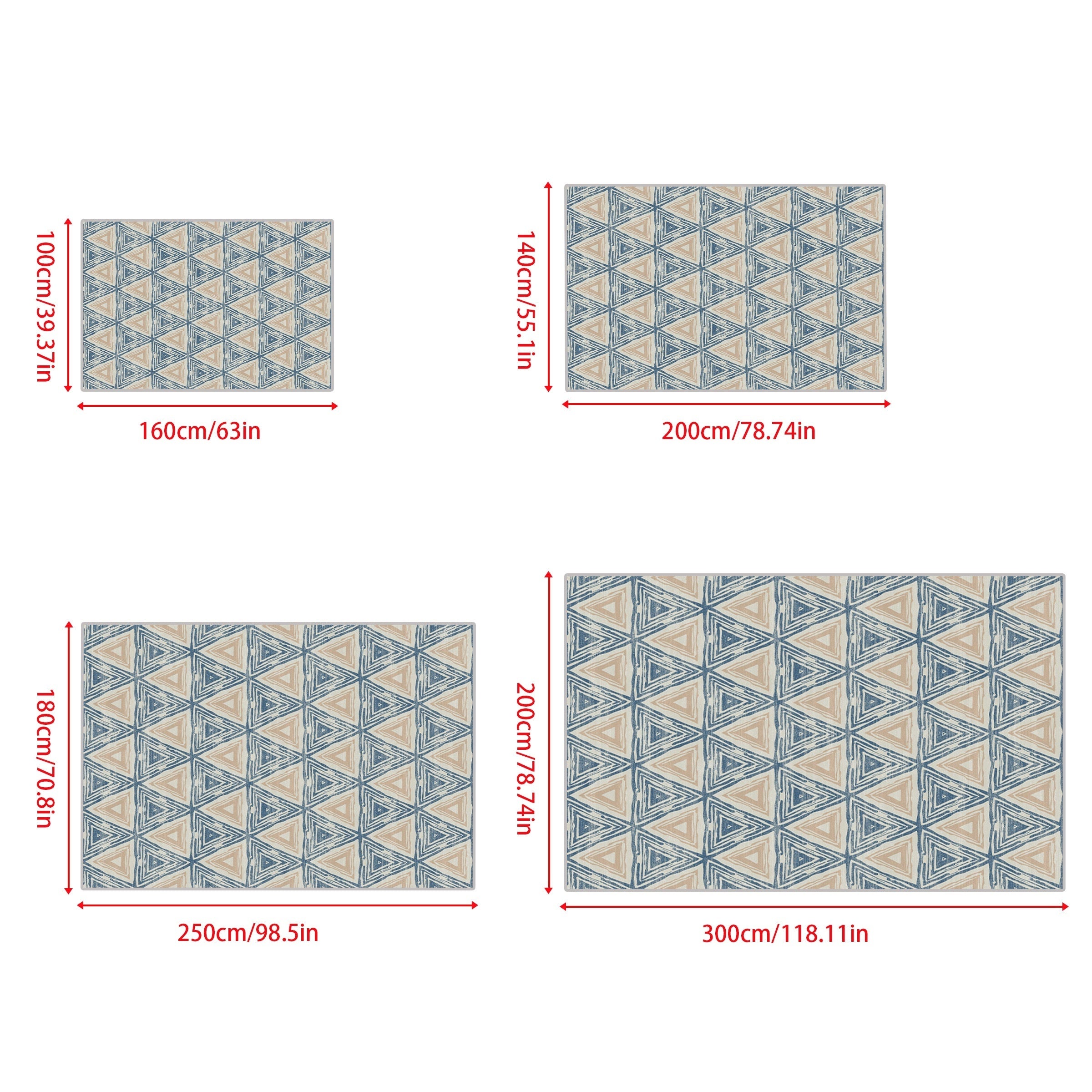 Soft Geometric Carpet Floor Mat for Living Room Bedroom - Machine Washable
