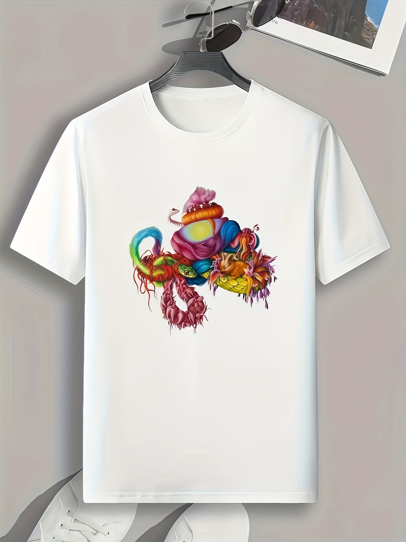 Snake & Other Animals Print Men's Graphic Tee for Summer