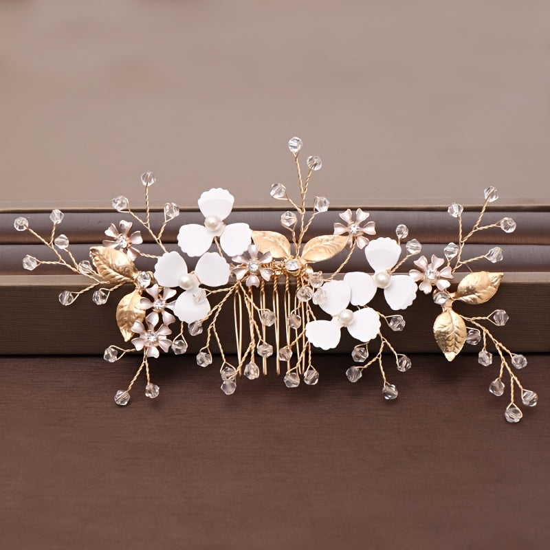 Faux Pearl Flower Hair Comb Bridal Wedding Hair Accessories