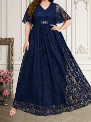 Lace Short Sleeve Maxi Wedding Dress