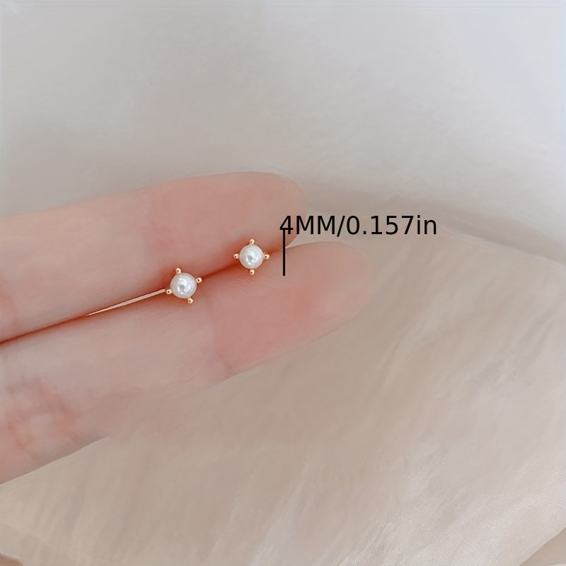 Faux Pearl Decor Stud Earrings - Fashionable Jewelry
