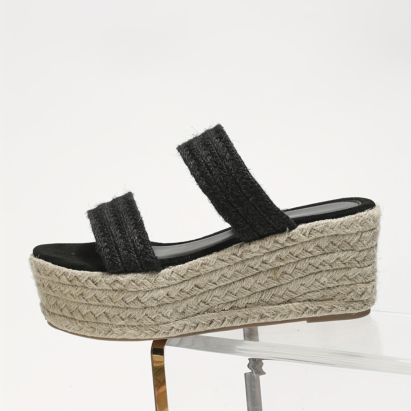 Women's Double Strap Wedge Sandals Slip On Platform Espadrille Beach Shoes