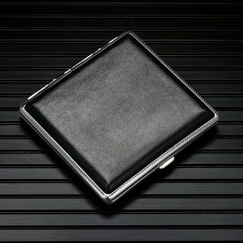 Leather Cigarette Case Metal Box Portable For 20 Cigarettes