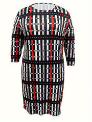 Geometric Print Long Sleeve Bodycon Dress
