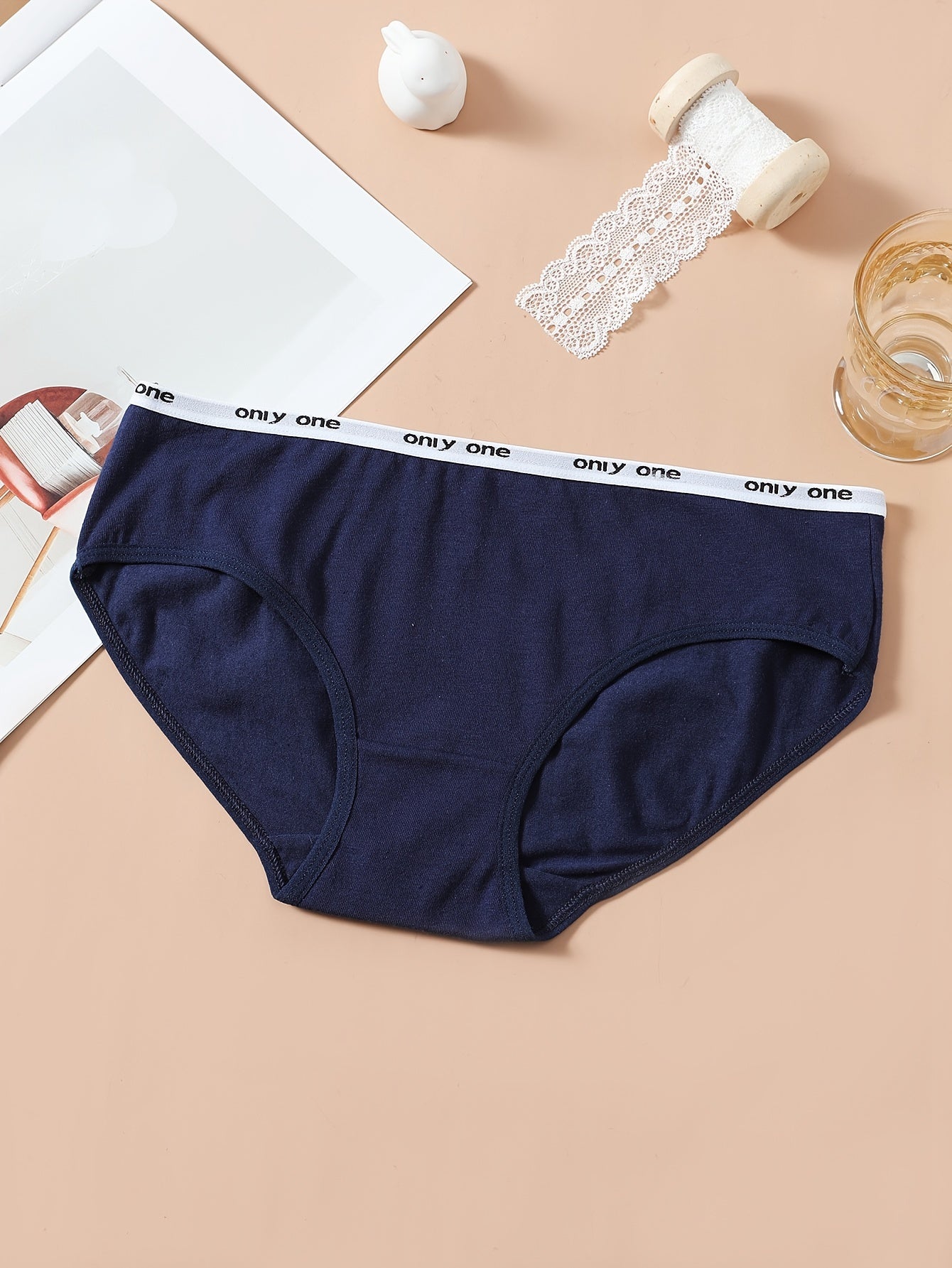 5pcs Letter Tape Briefs Stretchy Intimates Panties Women's Lingerie