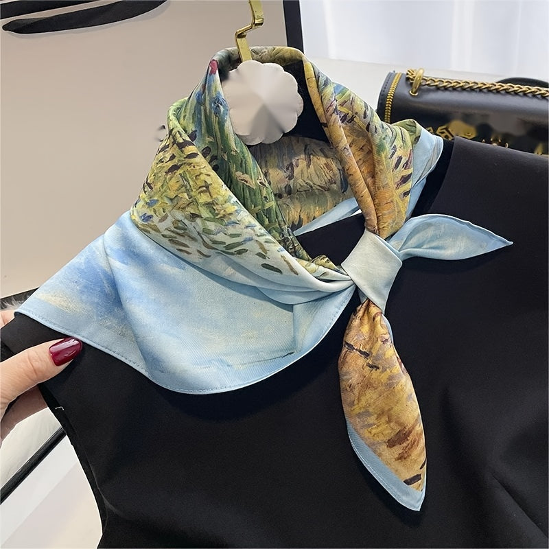 Classic Oil Painting Print Neckerchief Bandana Square Scarf