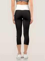 Pattern Block Crop Yoga Pants Fitness Sports Running Cropped Pants