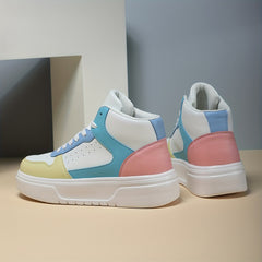 Women's Chunky Faux Leather Sneakers with Heighten Lightweight Design