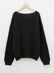 Casual Sweater Women's Plus Solid Long Sleeve Round Neck Knit Pullover