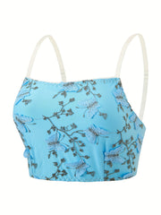 Retro Bralette Women's Plus Floral Embroidered Longline Bralette