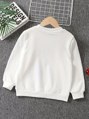 Boys Cartoon Digger Print Sweatshirt Long Sleeve Crew Neck Tops