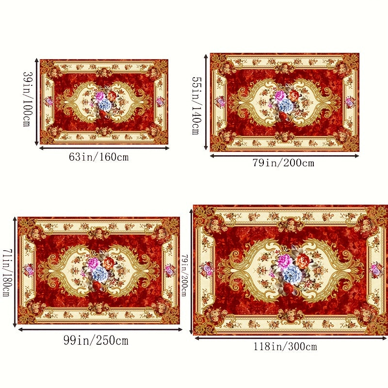 1pc Boho Anti Fatigue Kitchen Rugs Red Vintage Absorbent Non Slip Rugs