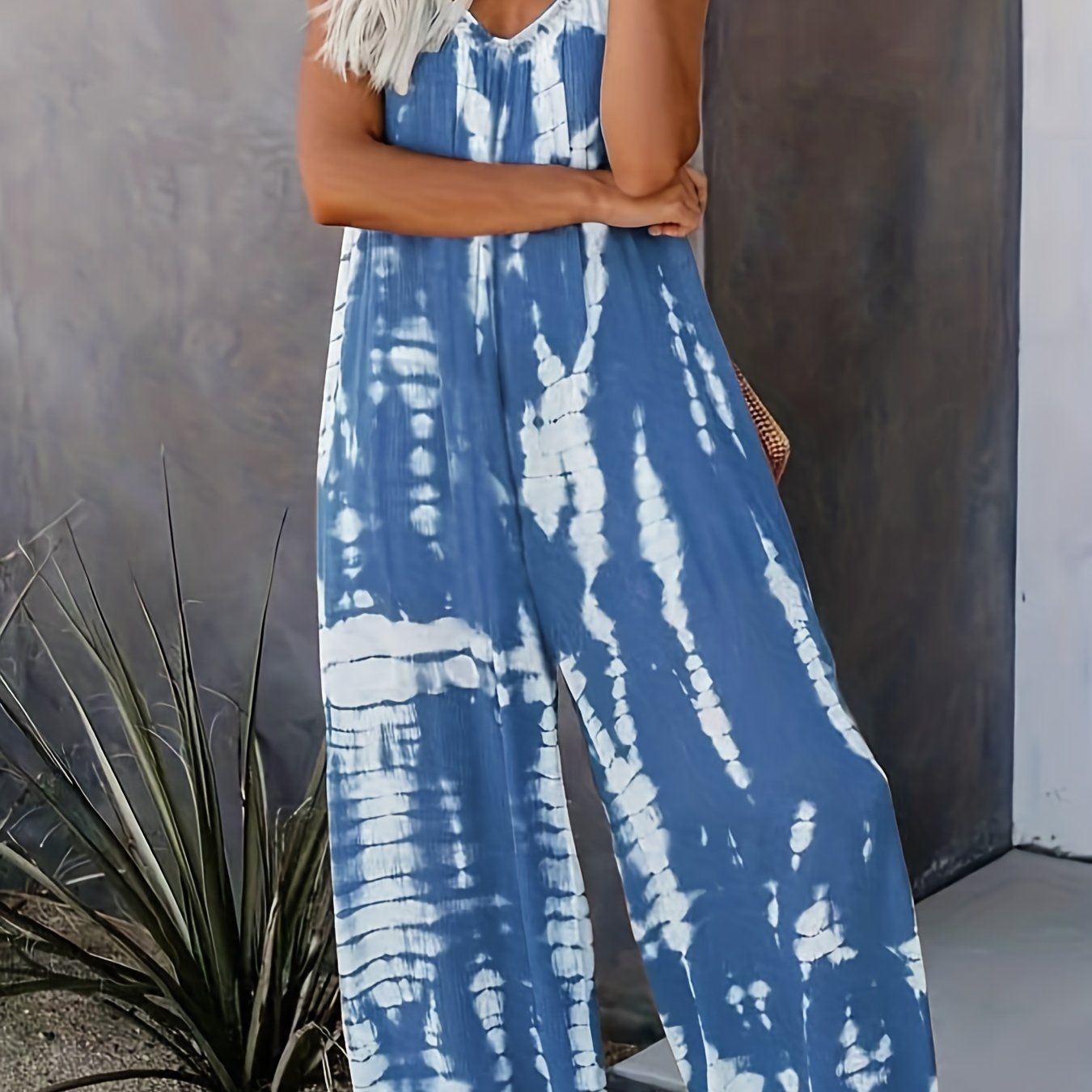 Boho Tie Dye Wide Leg Cami Jumpsuit
