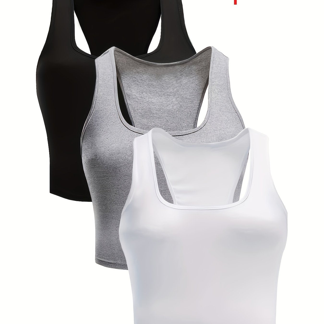 3 Pack Plus Size Racer Back Tank Top Set