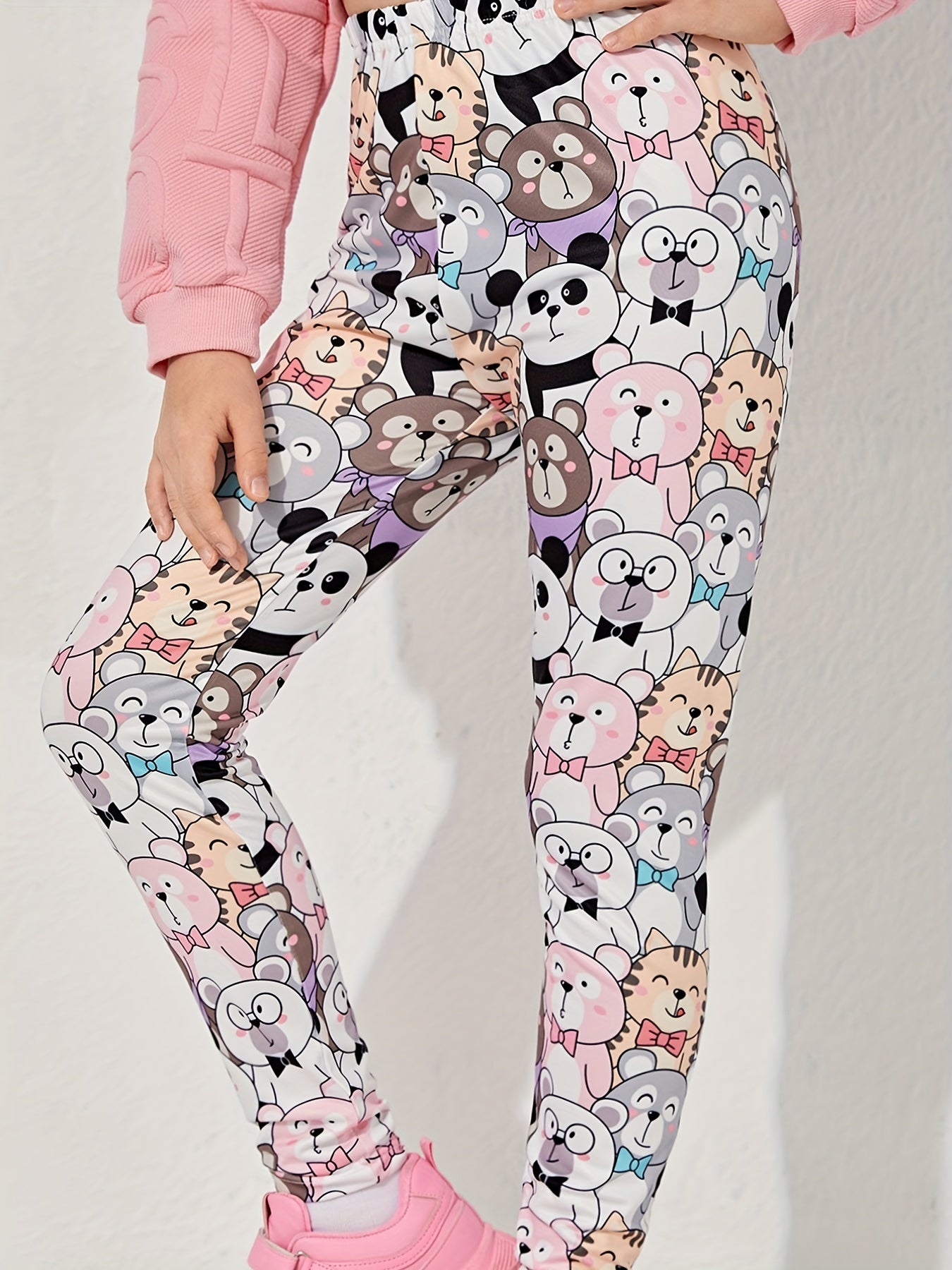 Girl's Cartoon Animal Graphic Leggings Stretch Pants