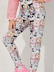 Girl's Cartoon Animal Graphic Leggings Stretch Pants