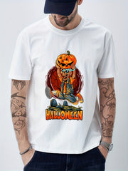 Skeleton Print Men's Graphic Crew Neck T shirt Casual Comfy Tees