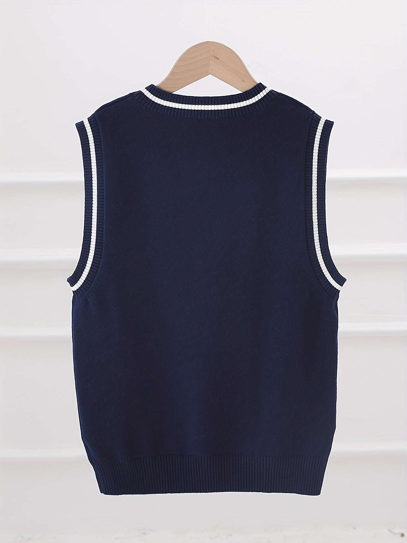 Boys Preppy Uniform V Neck Knit Vest Fitness Sweater Kids Clothes