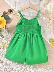 Toddler Girls Big Bow Front Cami Romper Jumpsuit