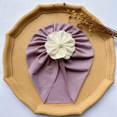 Baby Girls Solid Flowers Decor Cap Soft Hair Wrap Headband