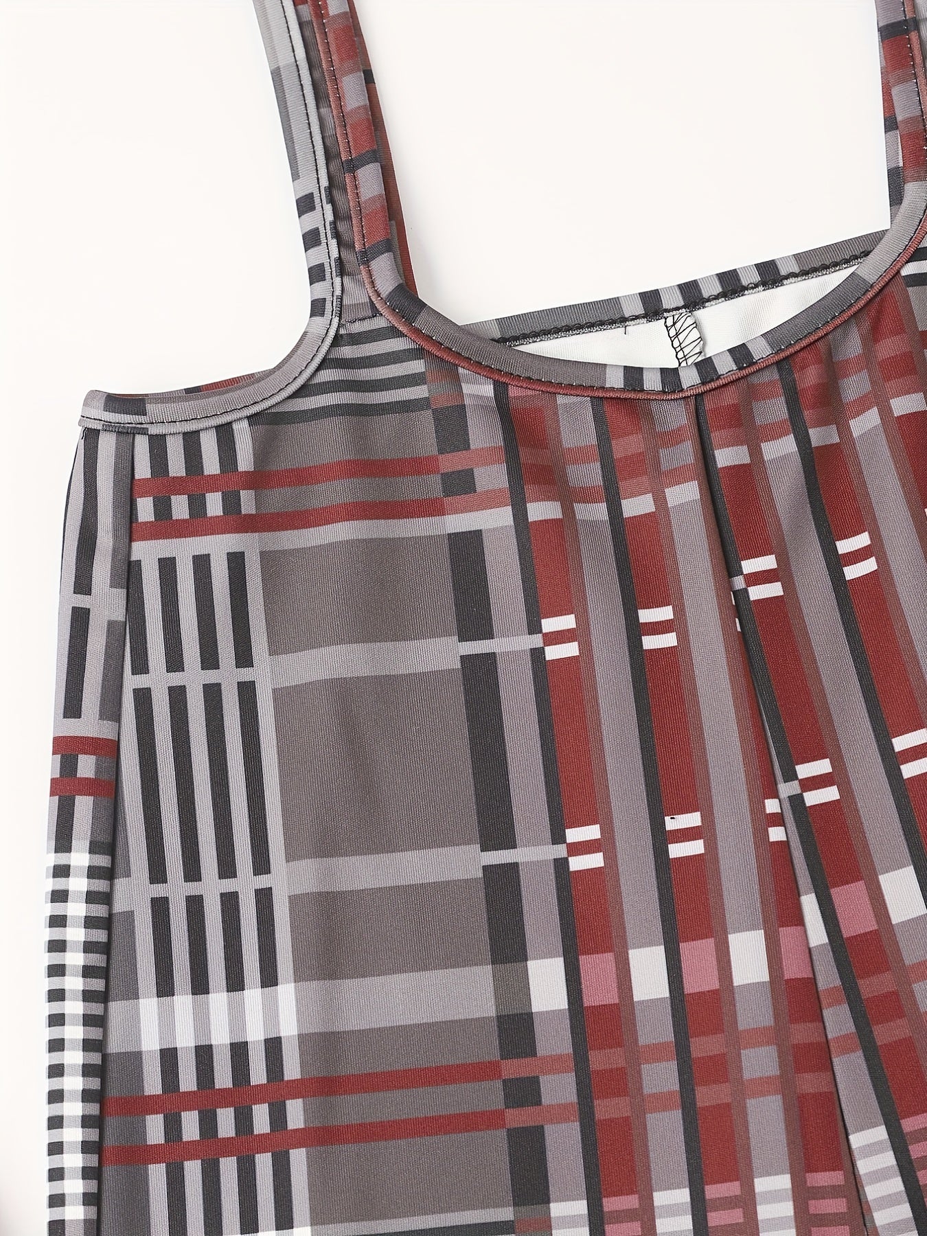 Plaid Print Wide Leg Overalls