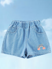 Girls' Princess Graphic Denim Shorts For Casual Summer
