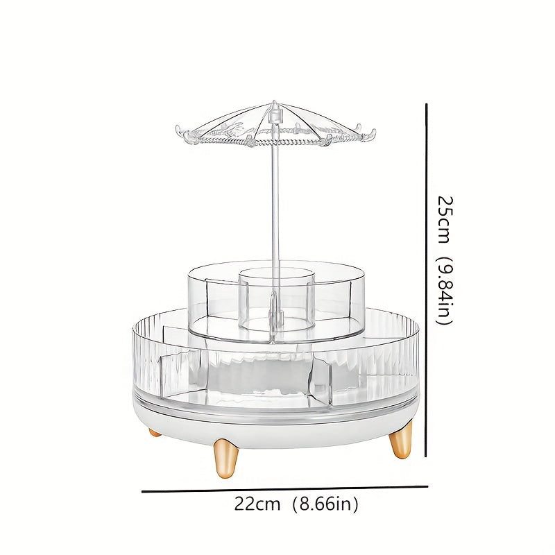 360 Degree Rotating Makeup Organizer Clear Rotatable Cosmetic Storage Box