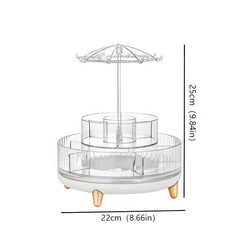 360 Degree Rotating Makeup Organizer Clear Rotatable Cosmetic Storage Box