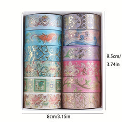 12pcs Flower Washi Paper Tape Set for DIY Scrapbook Decoration