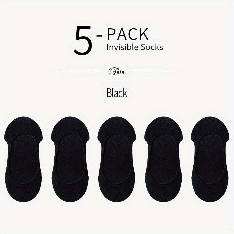 5 Pairs Thin Short Socks Non-slip Invisible Ankle Women's Stockings