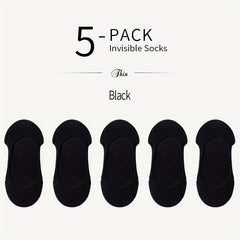 5 Pairs Thin Short Socks Non-slip Invisible Ankle Women's Stockings